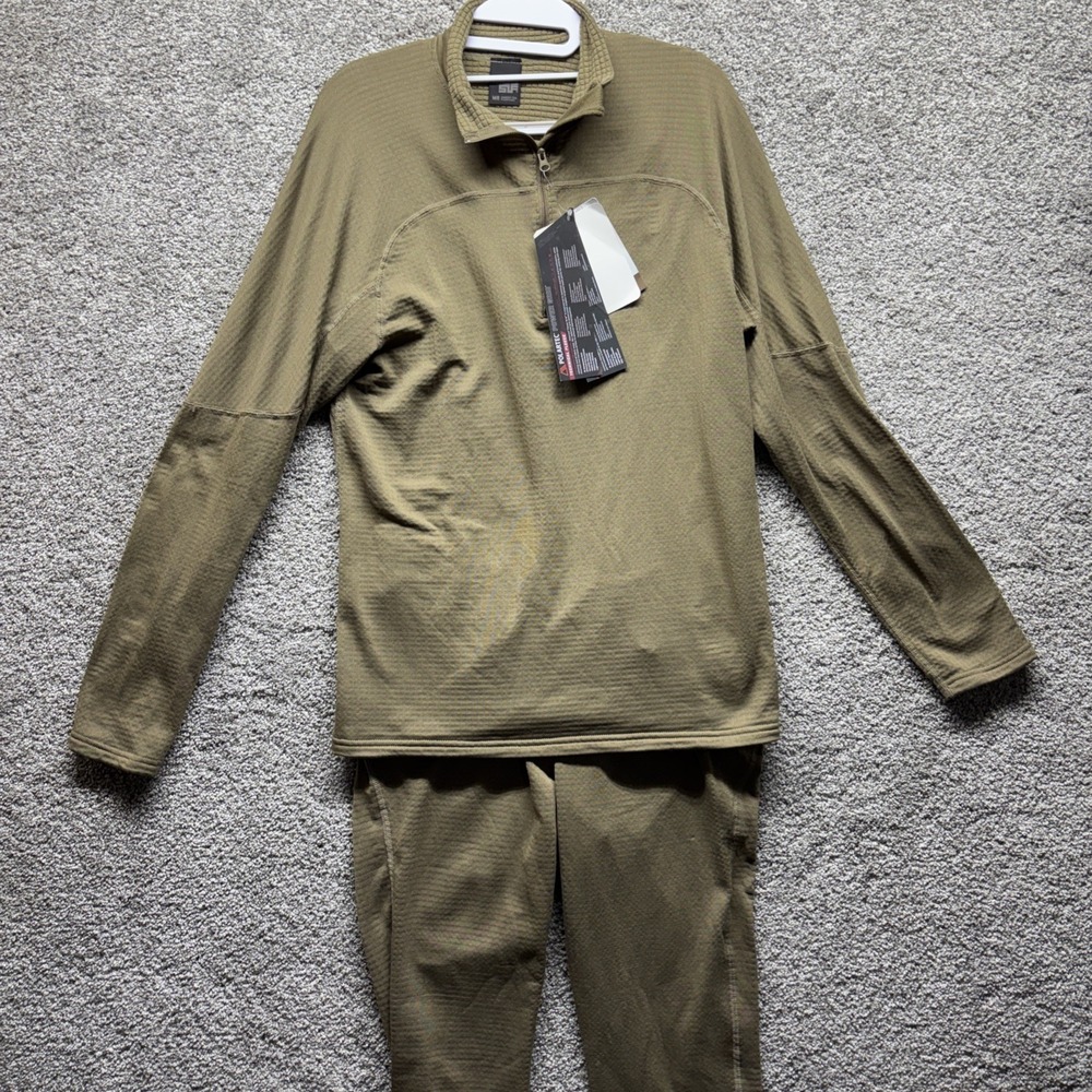 Massif PCU Level 2 Base Layer SET 1/4 Zip Waffle Pattern Coyote Men's MEDIUM NEW